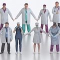 Doctors, nurses, attending doctors, surgeons, medical staff, medical staff, many people 3d model