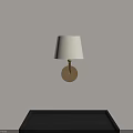 Modern Wall Lamp With White Fabric Shade And Metal Base Mounted On White Wall