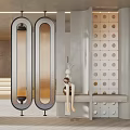 Modern Glass Partition With Metal Frames And Decorative Sculpture In Interior Design