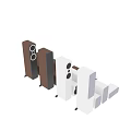 Modern Home Audio Speakers System With Floor Standing And Bookshelf Designs In Gray Brown