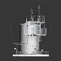 Industrial Metal Tower Structure With Staircase Platform Pipes And Antenna 3d model