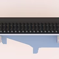 Building Exterior Wall with Black Roof Wavy Tiles Side Decorations and Support Structures