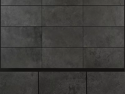 Gray Textured Tile Background Wall Composed Of Rectangular Dark Tiles 3d model