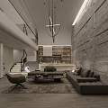 Modern Open Living And Dining Room Interior With Chandelier Sofa And Marble Wall