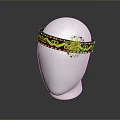 Traditional Embroidered Headband with Black Base Yellow Red Patterns and Central Sun Shaped Design