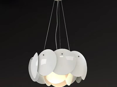 Modern Creative Shaped White Pendant Light With Circular Discs And Illuminated Design 3d model