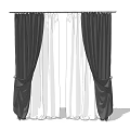 Black and White Layered Curtains with Tied Back Design for Home Window Decor