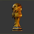 Golden Football Trophy With Soccer Ball Top And FIFA World Cup Base