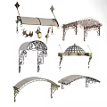 Elegant Metal Canopy Awning with Decorative Ironwork and Glass Dome Design