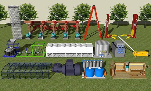 Modern Industrial Equipment Machinery Equipment Chemical Plant Steel Pipe Scaffolding Engine 3d model