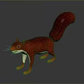 Red Squirrel with Big Tail and White Belly Standing on Gray Background 3d model