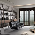 Modern living room sofa combination floor lamp bookcase 3d model