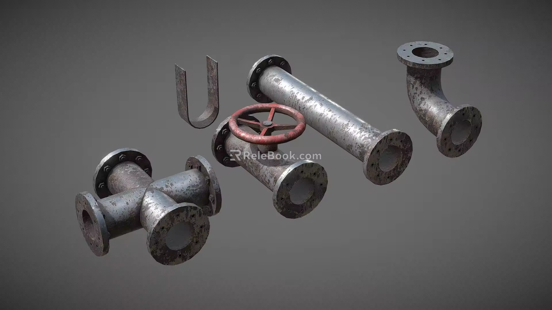 Modern pipeline rusty chemical pipeline 3d model