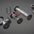Modern pipeline rusty chemical pipeline 3d model