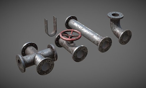 Modern pipeline rusty chemical pipeline 3d model