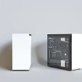 Two White Computer Cases One Closed And One With Transparent Side Panel Showing Internal Components 3d model