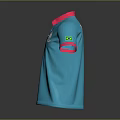 Turquoise Short Sleeve Polo Shirt With Pink Collar Cuffs And White Logo