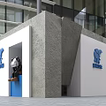 Contemporary Retail Store Featuring Modern Architecture Panda Doll And Blue Logo