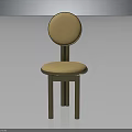 Modern Beige Upholstered Chair With Round Backrest And Metal Legs Design