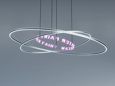 Modern Circular Ring Chandelier With LED Lighting Hanging In Minimalist Interior Design 3d model