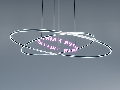 Art Chandelier Round Chandelier Ring Light Neon Letter Light 3d model