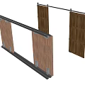 Wooden Barn Doors With X Shaped Panels And Slab Designs On Metal Track