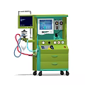 Mobile Green Medical Device With Drawers Display Screen Controls And Tubing