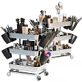 Cosmetics And Perfumes Organized On Rolling Storage Cart 3d model