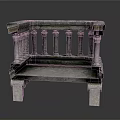 Classical Stone Garden Bench Featuring Ornate Baluster Railing And Solid Base