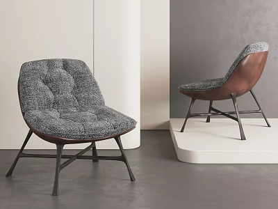 Modern Gray Tufted Accent Chair With Metal Frame And Comfortable Seat 3d model