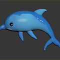 Cute Blue 3D Dolphin Model With Cartoon Style And Reflective Surface 3d model