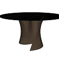 Modern Black Dining Table With Glass Top And Unique Curved Base Design 3d model