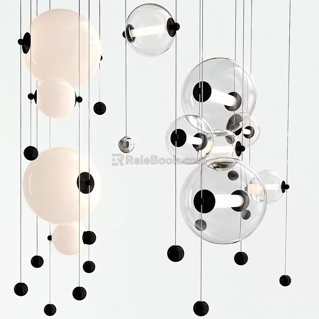 Modern chandelier abacus hubbardton forge lum libra 3d model