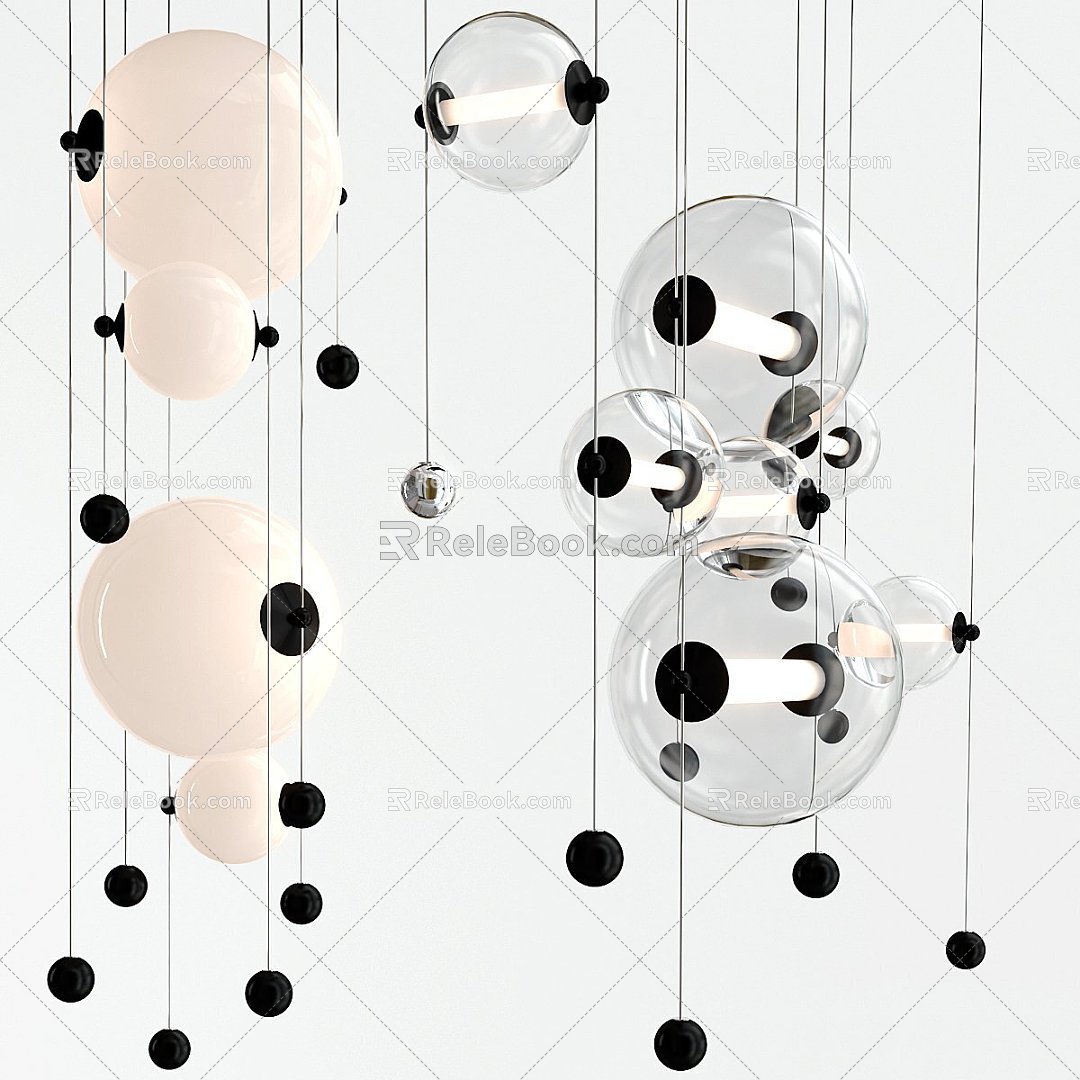 Modern chandelier abacus hubbardton forge lum libra 3d model