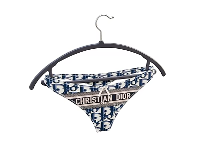 Christian Dior Thong Underwear With Allover Logo Print Hanging On Black Hanger 3d model