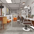 Modern Hair and Beauty Salon Interior with Styling Chairs Mirrors and Pendant Lights