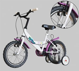 Modern Bicycle Children's Bicycle Baby Car Girls' Bicycle Pink Children's Bicycle 3d model