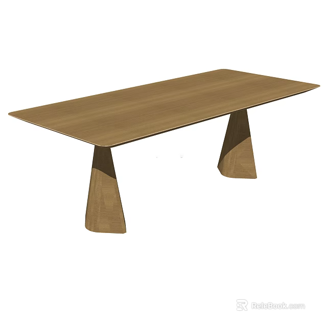 Modern Wooden Desk With Rectangular Top And Unique Triangular Legs 3d model