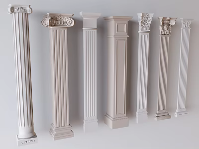 Various Architectural Columns With Classical And Modern Design Details And Carvings 3d model