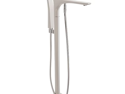 Modern Floor Mounted Faucet With Handheld Shower And Sleek Chrome Finish 3d model