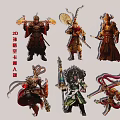 2D Monkey King Cartoon Characters 3d model
