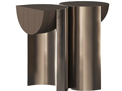 Modern Functional Table With Metal Frame And Curved Wooden Top 3d model