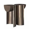 Modern Functional Table With Metal Frame And Curved Wooden Top