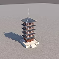 Traditional Multi Tiered Pagoda With Red Overhanging Eaves White Base Against Blue Sky Open Ground