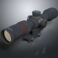 Tactical Rifle Scope With Red Stripe And Adjustment Knobs Mounted Base