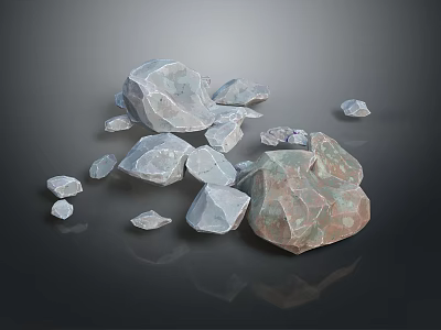 Natural Wooden Stone Samples with Gray White Color Green Brown Texture Various Sizes and Shapes 3d model