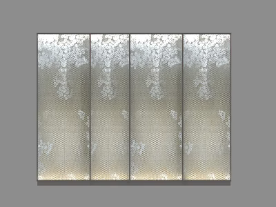 Decorative Four Panel Background Wall With White Floral Pattern And Textured Design 3d model