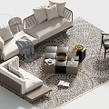 Modern Sectional Sofa Coffee Table Set With Plush Pillows Patterned Rug And Accent Chair