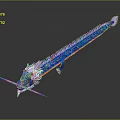 3D Modeled Blue Dragon Shaped Long Weapon With Scaled Body And Spiked Head