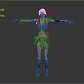 Female Warrior Adventurer With Vine Creature Companion In Green Accent Armor And Boots